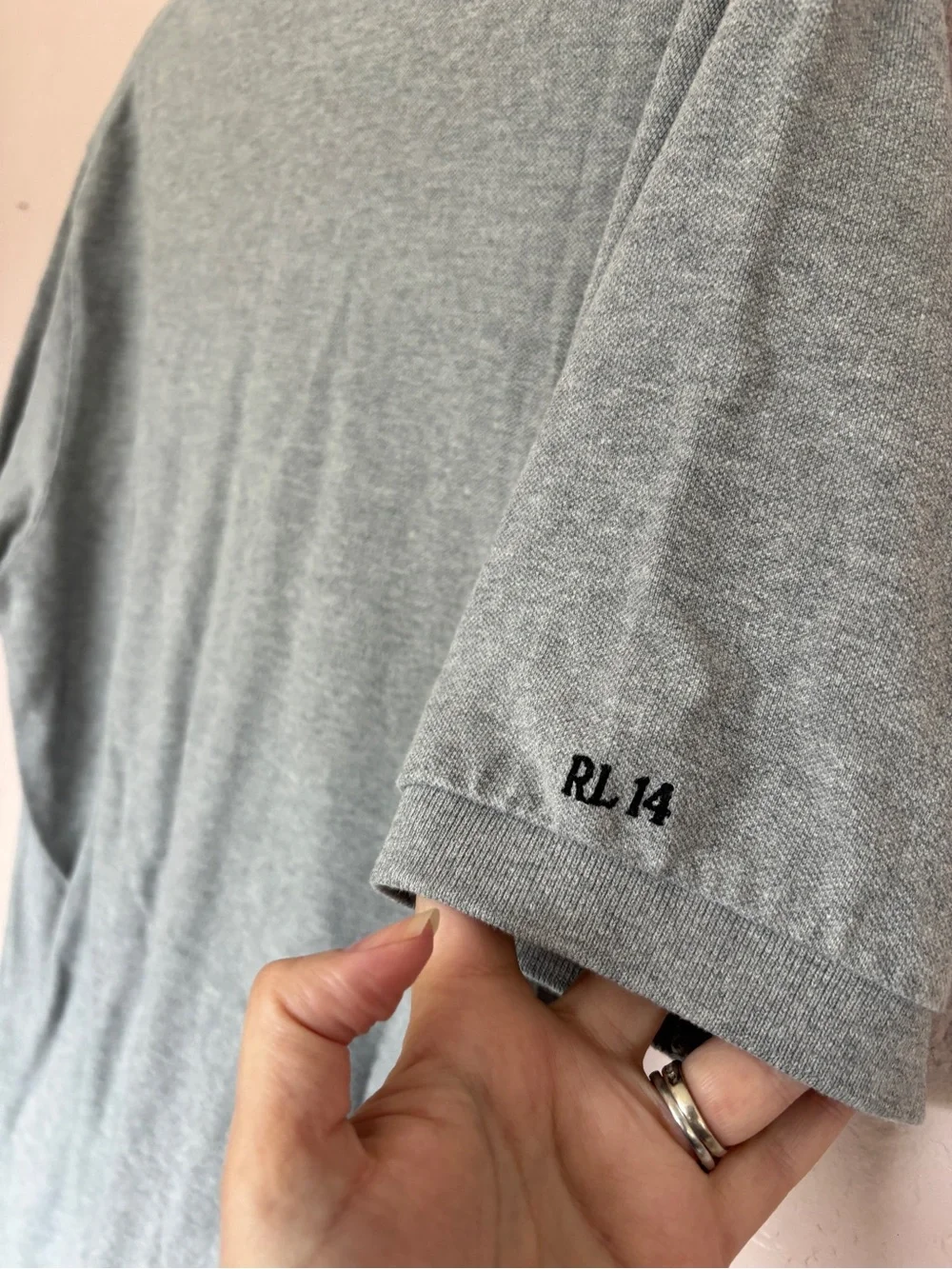 Polo by Ralph Lauren Grey Polo with Embroidered Bear. Size L